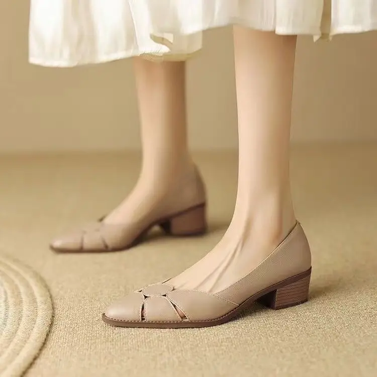 Women's Pointed Heel Slip-On Shoes Beige 2024 — feature 5