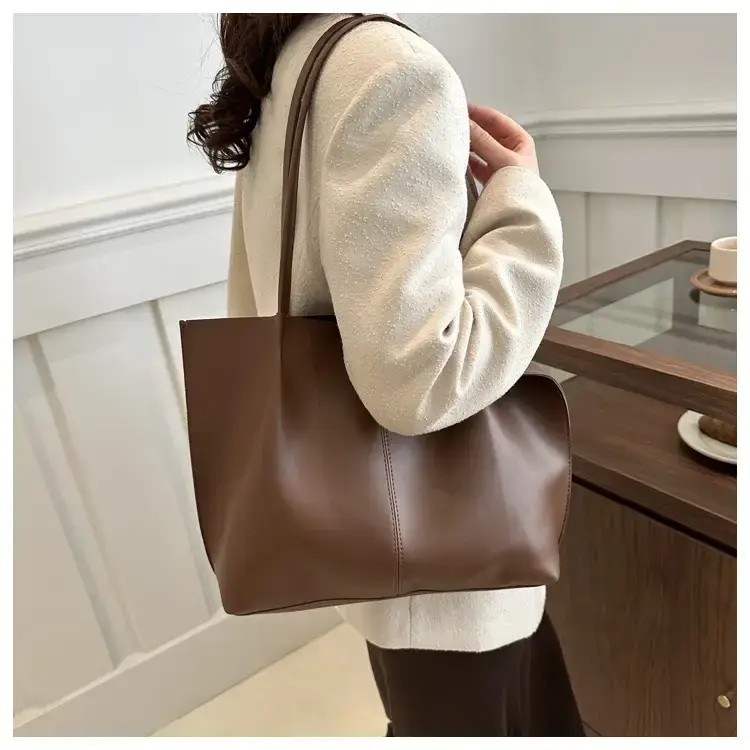 Women's Brown PU Leather Tote Bag 2024 New Fashion β feature 8