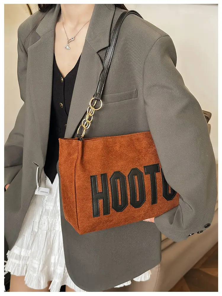 Frosted Deerskin Shoulder Bag Women Large Capacity Vintage Tote — feature 19