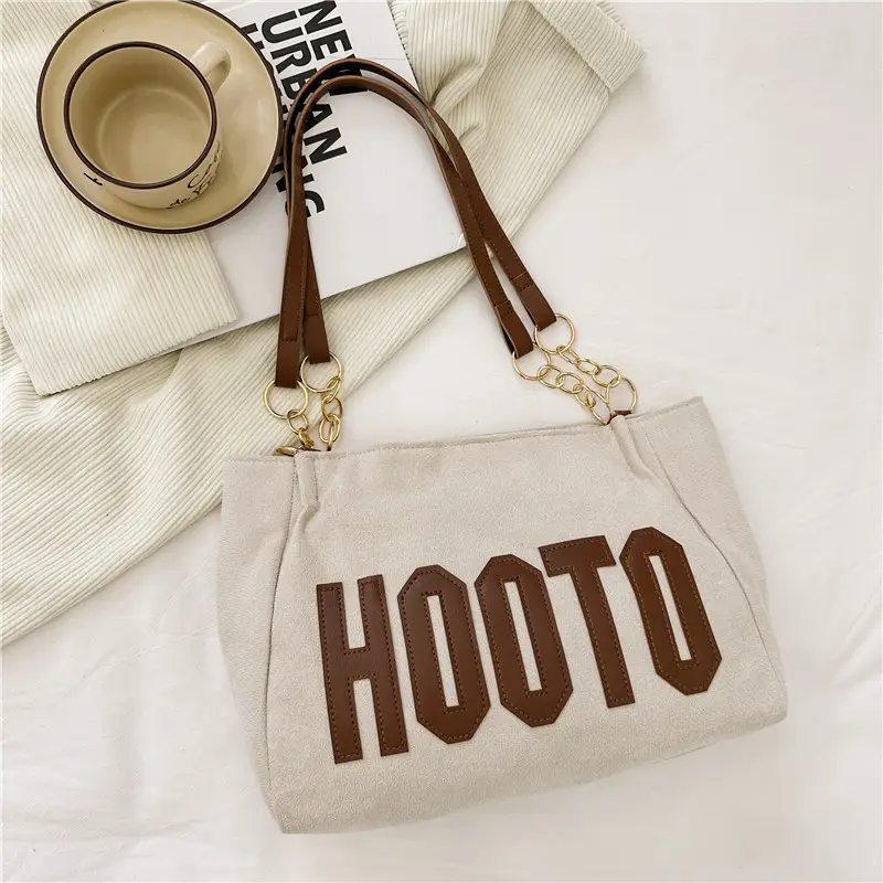 Frosted Deerskin Shoulder Bag Women Large Capacity Vintage Tote - Image 2