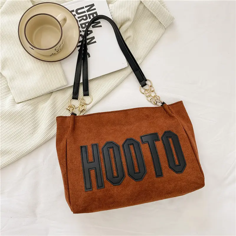 Frosted Deerskin Shoulder Bag Women Large Capacity Vintage Tote - Image 4