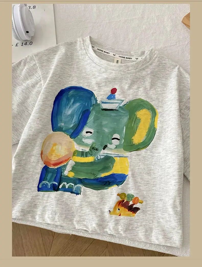 Boys' Cartoon Elephant T-Shirt Grey 2026 — feature 11