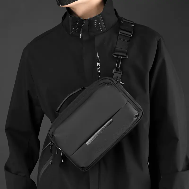 Men's Waterproof Casual Shoulder Bag Black - Image 6