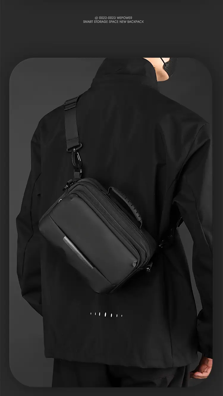 Men's Waterproof Casual Shoulder Bag Black — feature 15