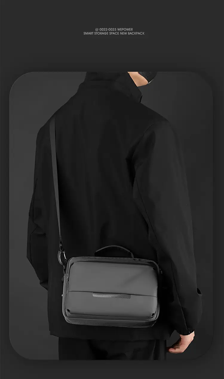 Men's Waterproof Casual Shoulder Bag Black — feature 18