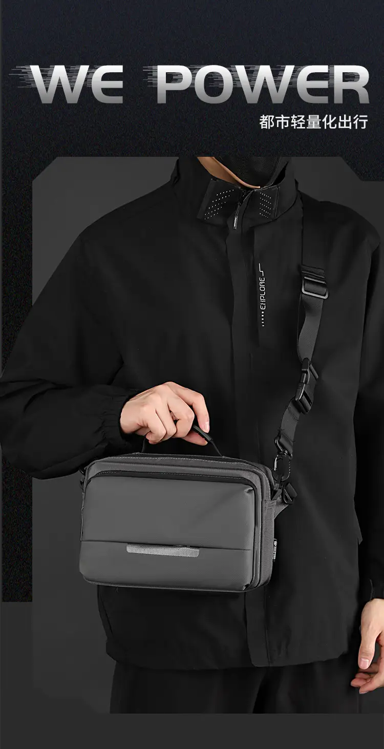 Men's Waterproof Casual Shoulder Bag Black — feature 2