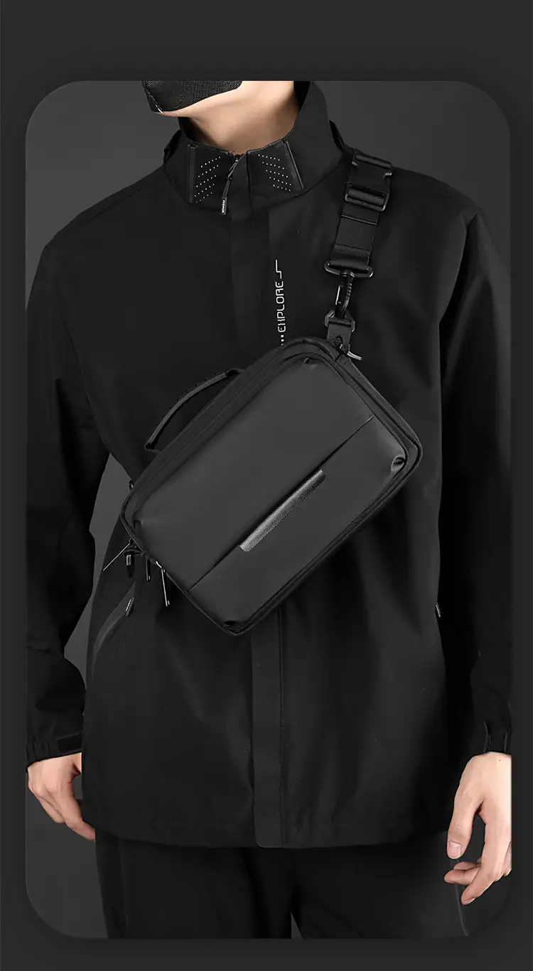 Men's Waterproof Casual Shoulder Bag Black — feature 4
