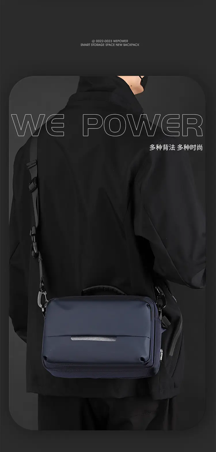 Men's Waterproof Casual Shoulder Bag Black — feature 5