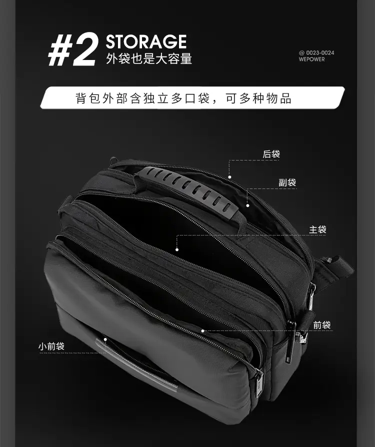 Men's Waterproof Casual Shoulder Bag Black — feature 8