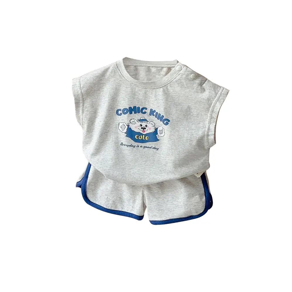 Boys Sleeveless T-Shirt Vest Shorts Set 1-3Yr