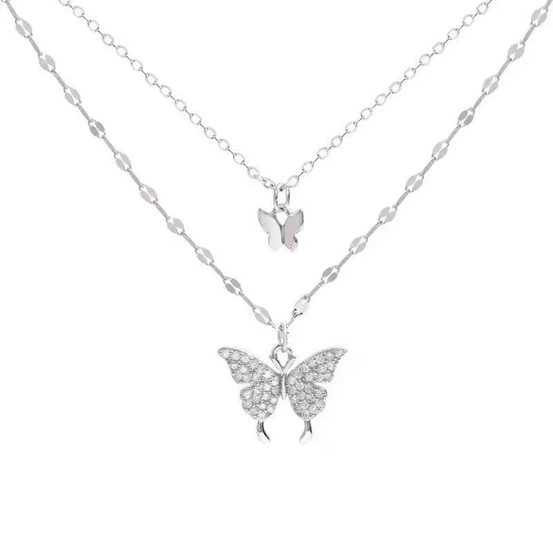Silver Butterfly Fairy Necklace with Clavicle Chain - Image 34