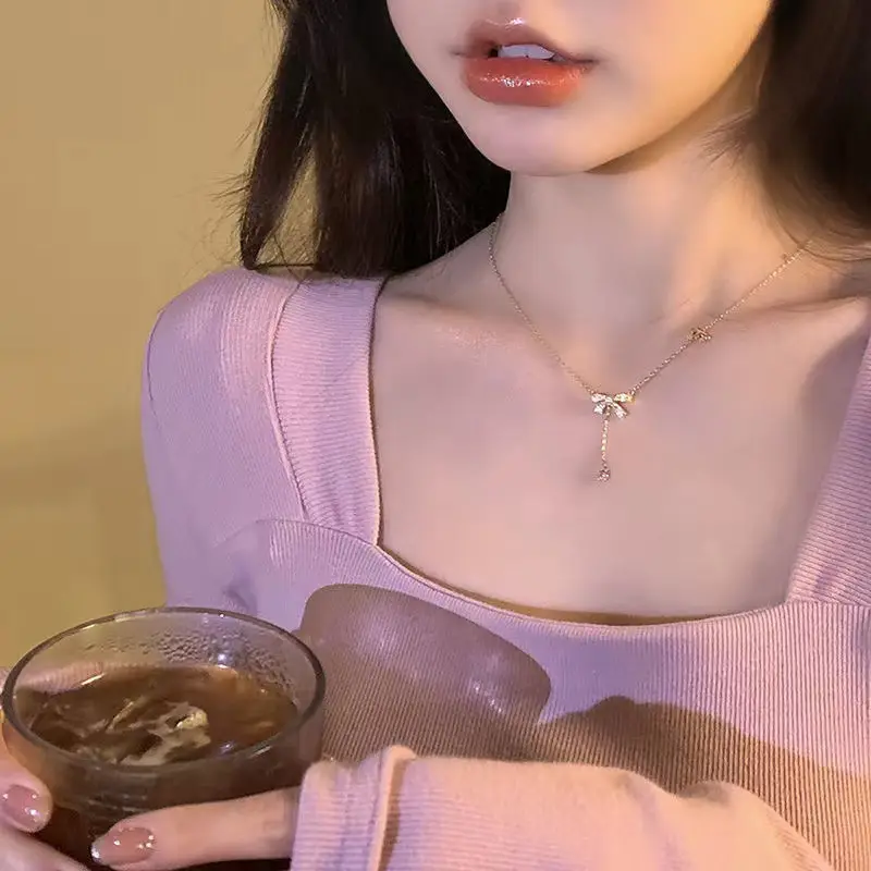Silver Butterfly Fairy Necklace with Clavicle Chain — feature 12