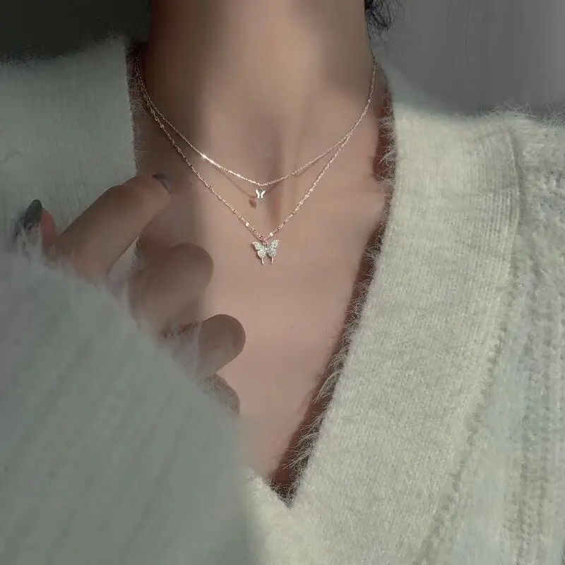 Silver Butterfly Fairy Necklace with Clavicle Chain — feature 25