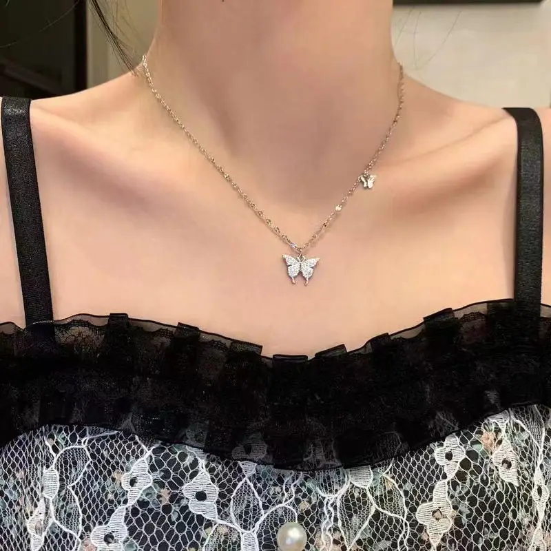 Silver Butterfly Fairy Necklace with Clavicle Chain — feature 26