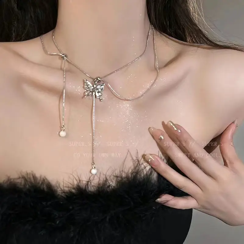Silver Butterfly Fairy Necklace with Clavicle Chain — feature 35