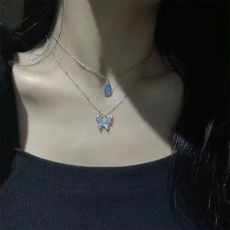 Silver Butterfly Fairy Necklace with Clavicle Chain - Image 10