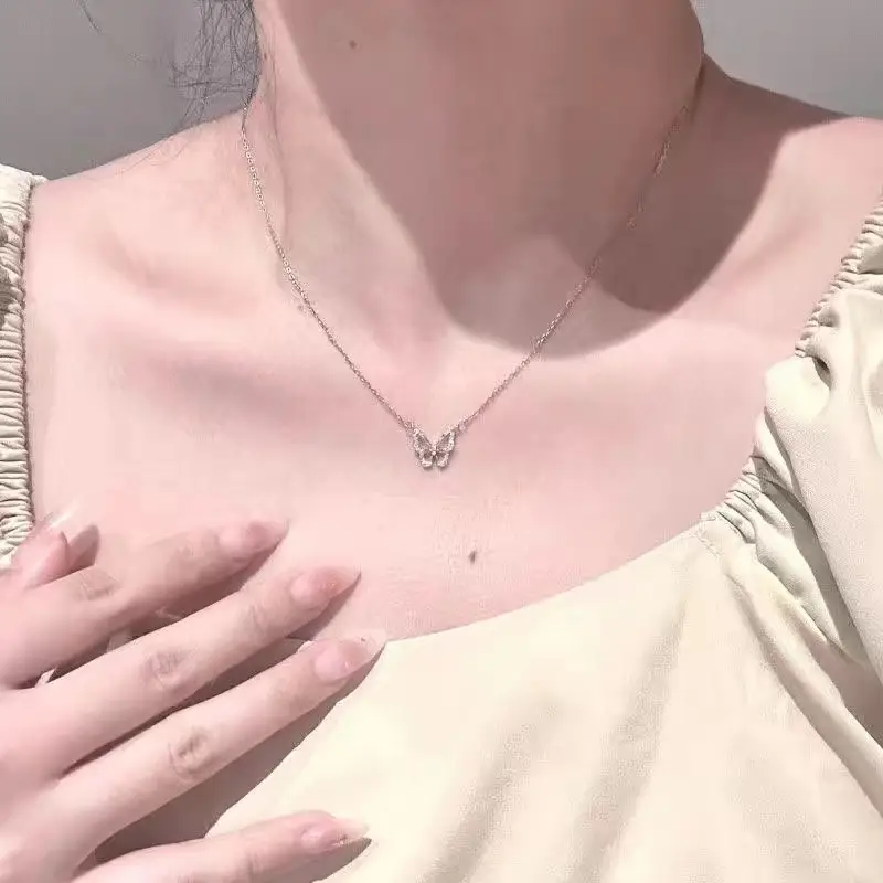 Silver Butterfly Fairy Necklace with Clavicle Chain - Image 21
