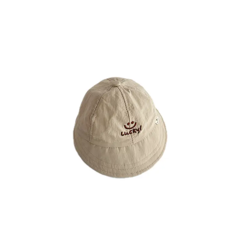 Baby Sun Hat with Smiley Embroidery Beige - Image 6