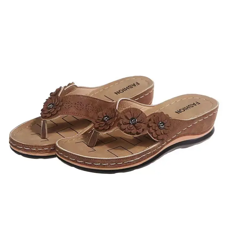 Slippers Women's Three Flower Summer New 2024 Slippers Thick-Soled Flip-Flops Flip-Flops Beach Flip-Flops Women's Sandals - Image 10