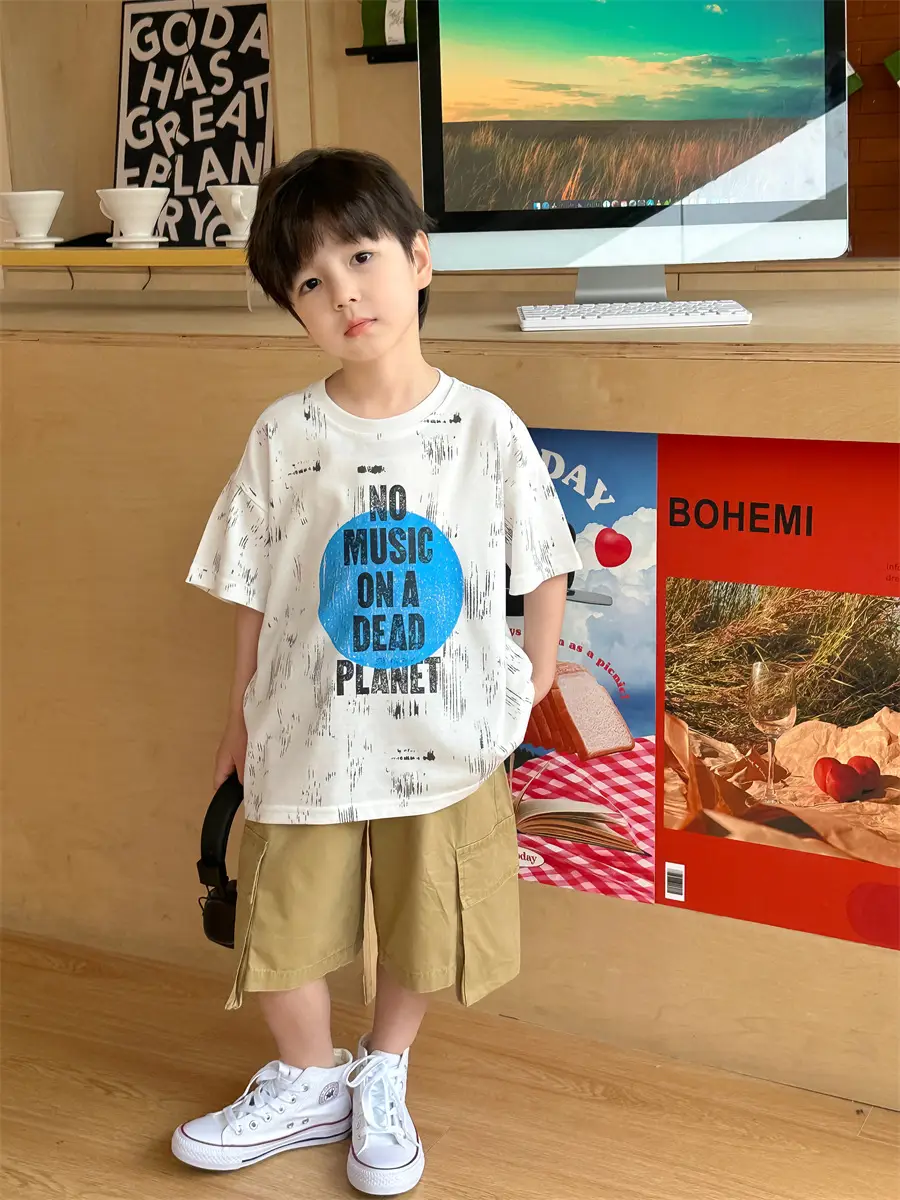 Boys T-Shirt Short Sleeve Kids 2025 Trendy Korean Style - Image 6