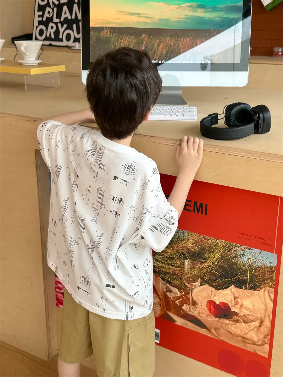 Boys T-Shirt Short Sleeve Kids 2025 Trendy Korean Style — feature 19