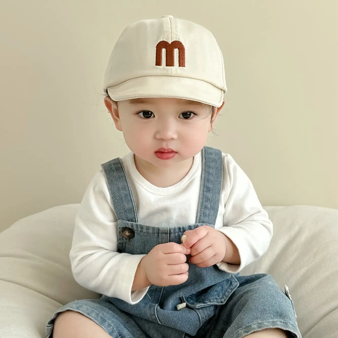 Korean Style Baby Cap with Monogram, Soft Brim, Sunshade - Image 6
