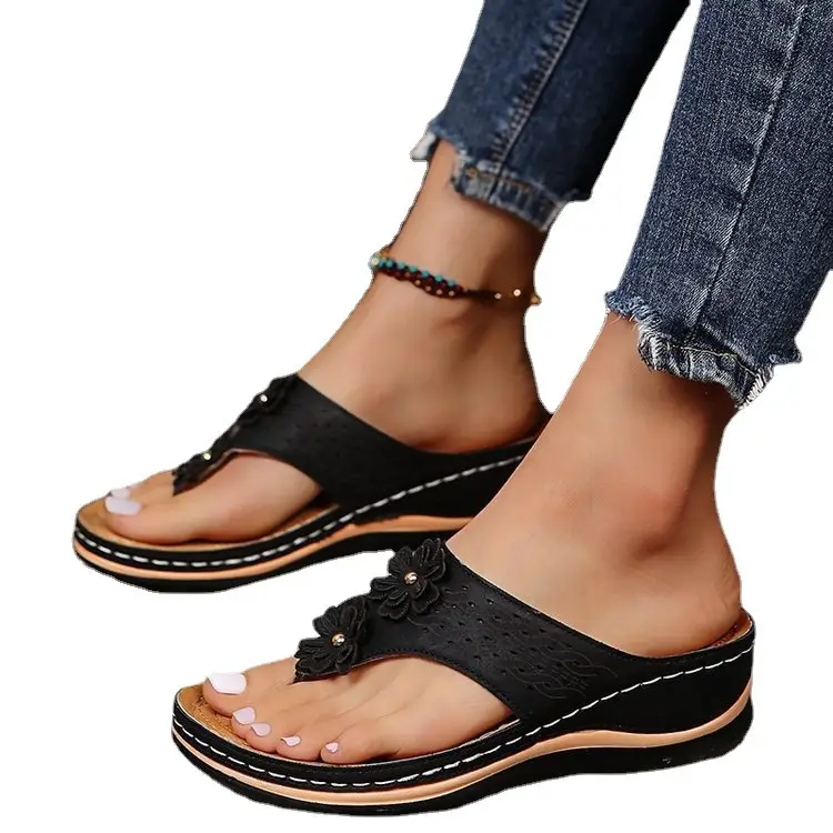 Foreign Trade Cross-Border Summer Flip-Flops Flower Sponge Cake Bottom Slippers Large Size Casual Women's Rubber Sandals Flip-Flops - Image 9