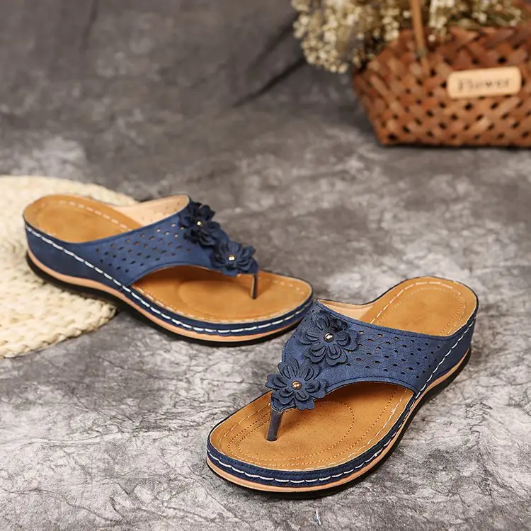 Foreign Trade Cross-Border Summer Flip-Flops Flower Sponge Cake Bottom Slippers Large Size Casual Women's Rubber Sandals Flip-Flops - Image 4