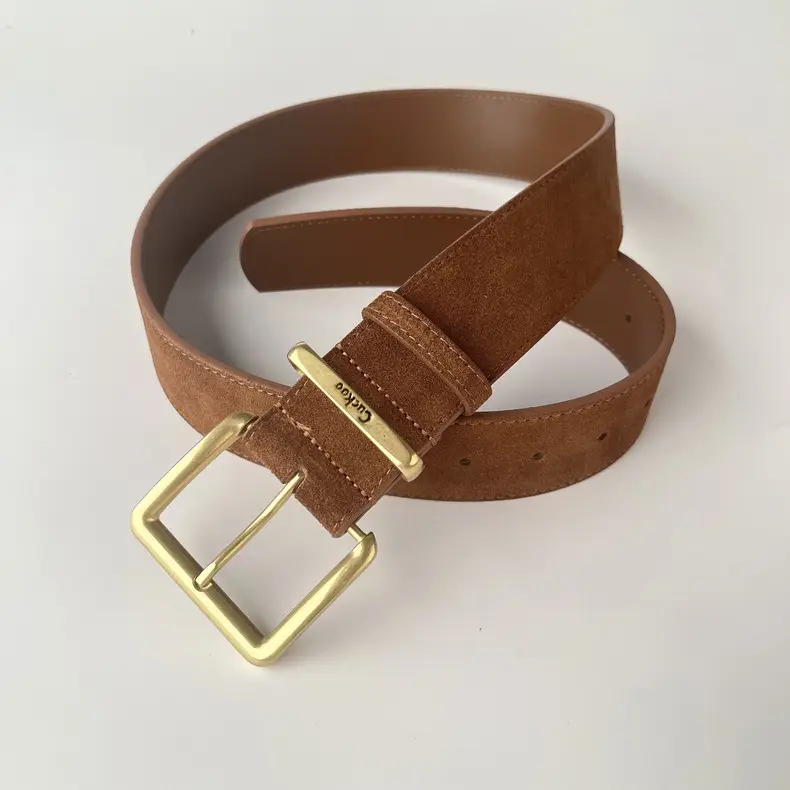 Camel Frosted Leather Women's Belt — feature 12