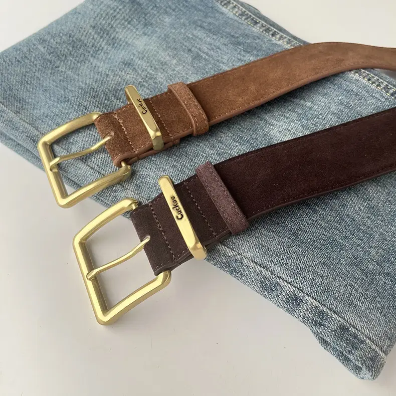 Camel Frosted Leather Women's Belt — feature 13
