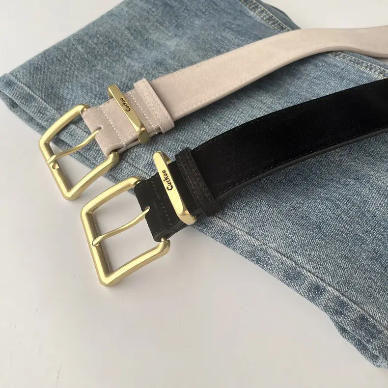 Camel Frosted Leather Women's Belt — feature 14