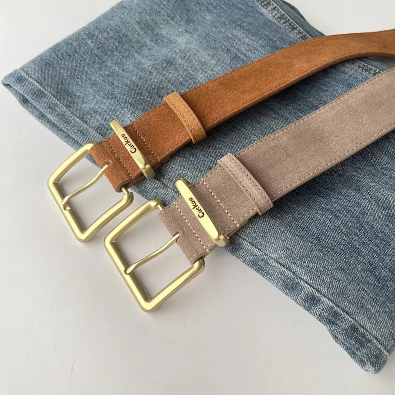 Camel Frosted Leather Women's Belt — feature 15