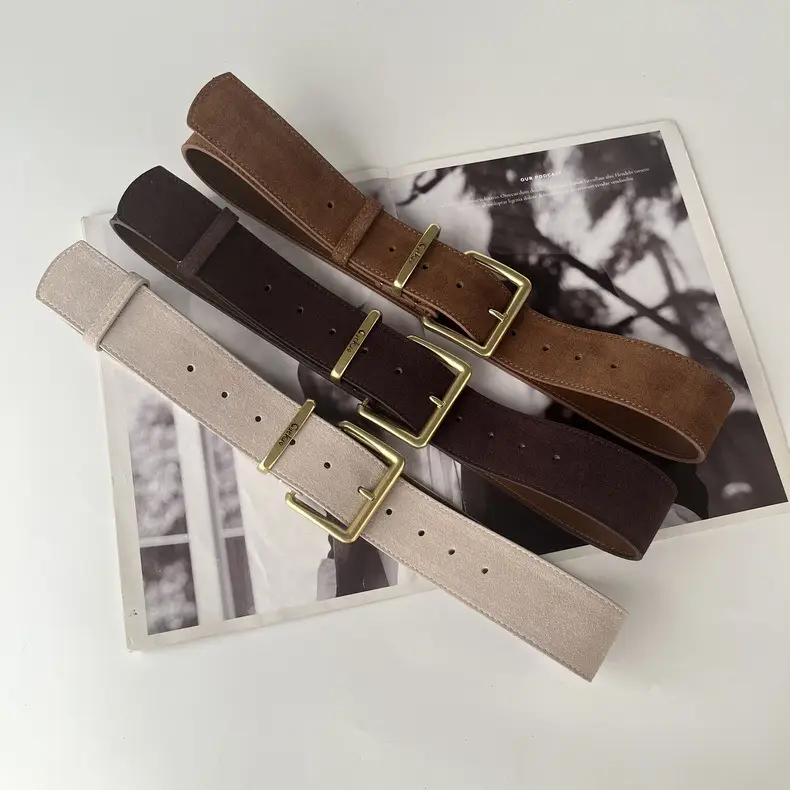Camel Frosted Leather Women's Belt — feature 16