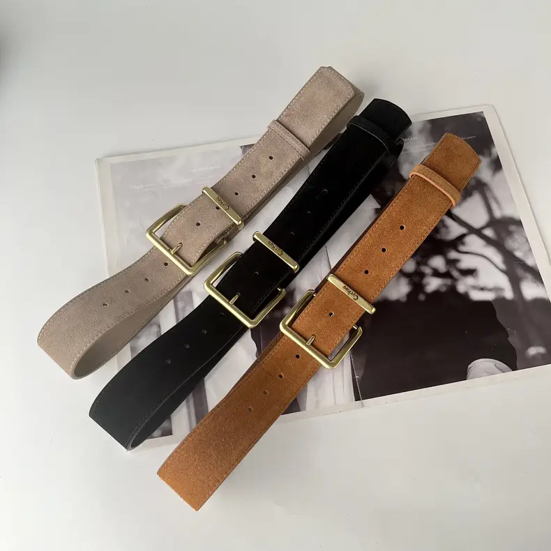 Camel Frosted Leather Women's Belt — feature 17