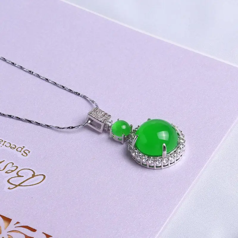 Natural Ice Green Chalcedony 3-Piece Jewelry Set - Image 2