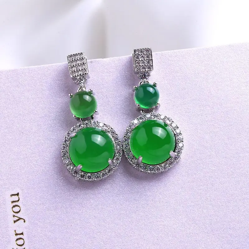 Natural Ice Green Chalcedony 3-Piece Jewelry Set - Image 3