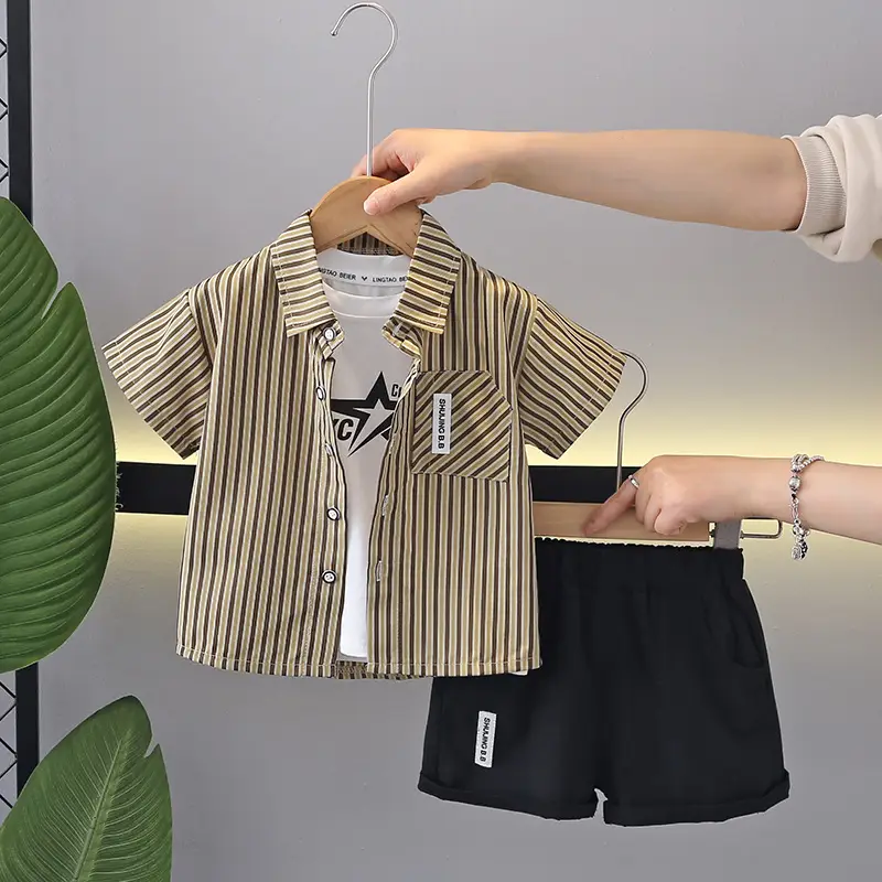 2025 New Kids Cotton Striped 3-Piece Suit — feature 12