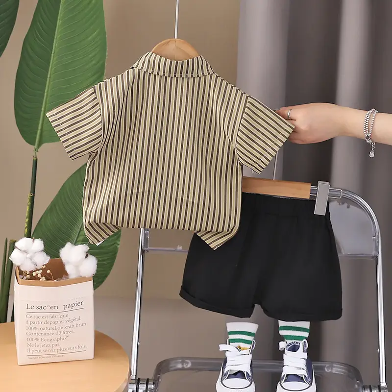 2025 New Kids Cotton Striped 3-Piece Suit — feature 13