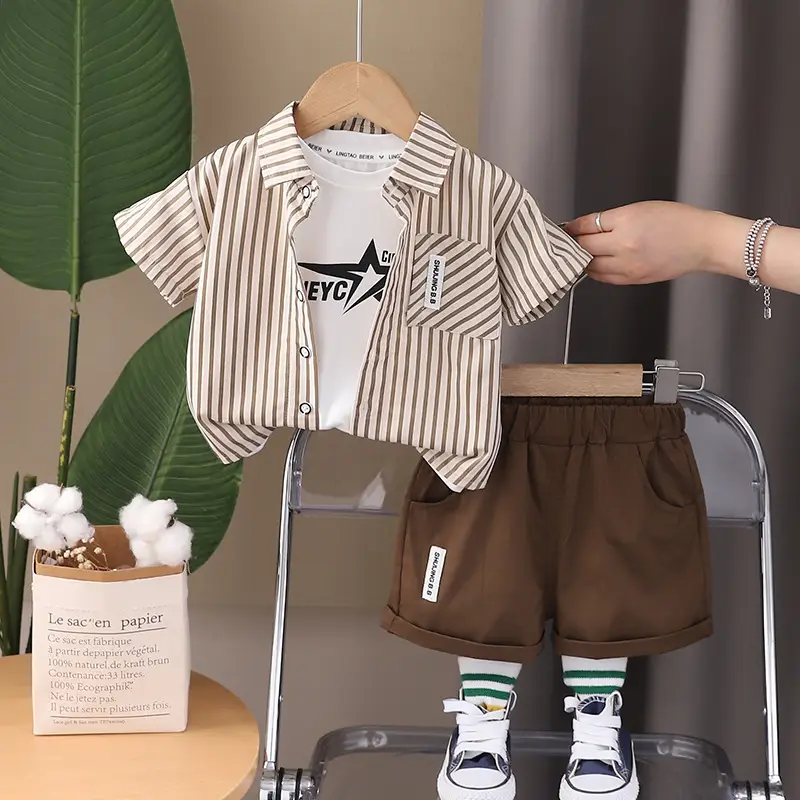 2025 New Kids Cotton Striped 3-Piece Suit — feature 8