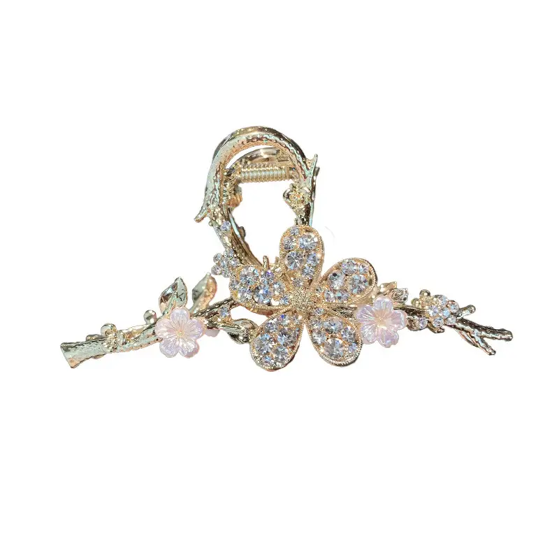 Exquisite Branch Rhinestone Hairpin with Large Grip Clip - Image 6