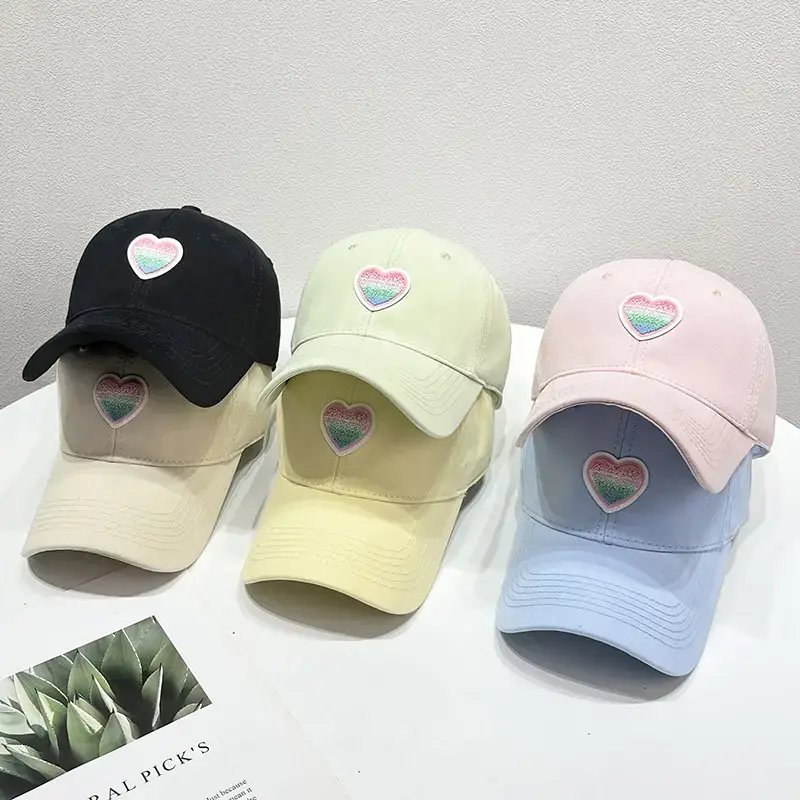 Women's White Heart Embroidered Baseball Cap - Image 8