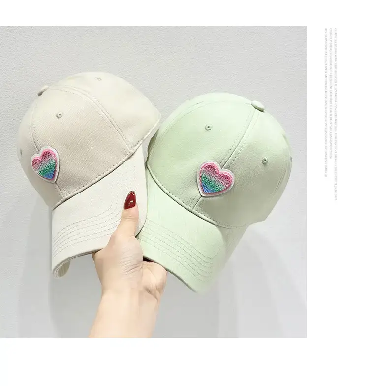 Women's White Heart Embroidered Baseball Cap — feature 10