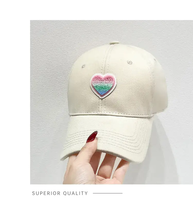 Women's White Heart Embroidered Baseball Cap — feature 9