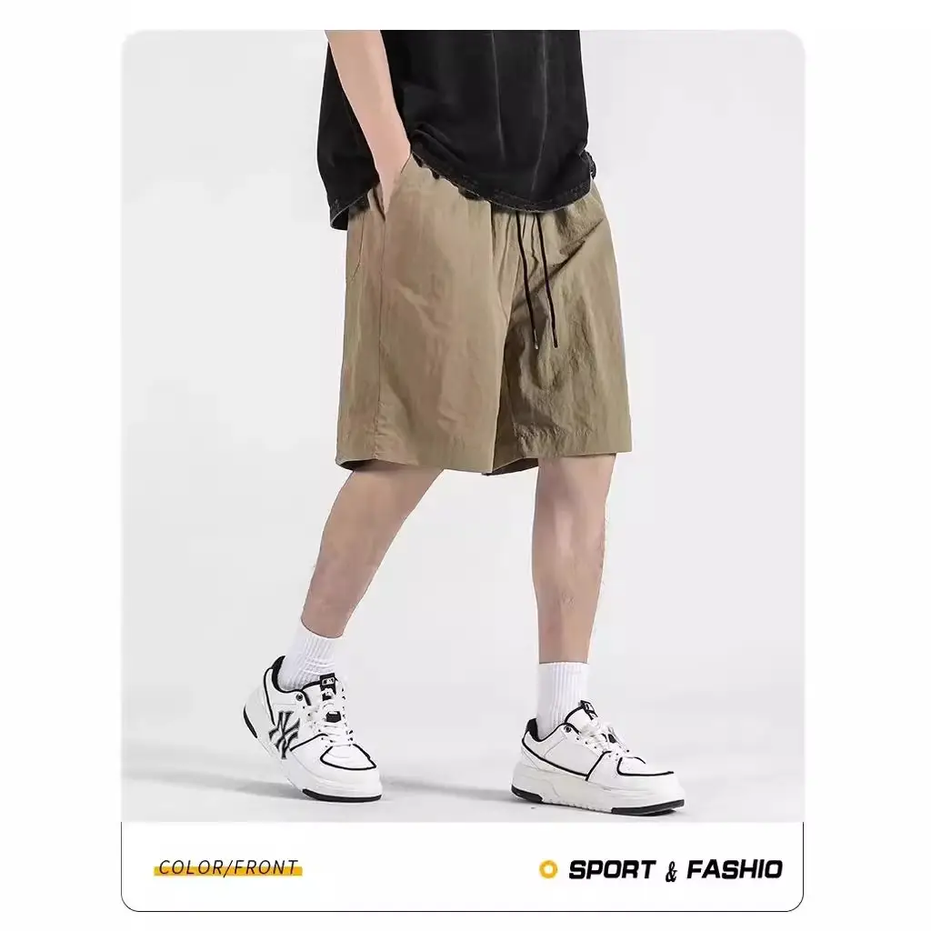 Men's Crumpled Shorts Summer Wear Brown - Image 6