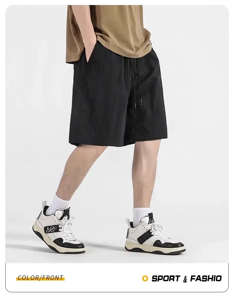 Men's Crumpled Shorts Summer Wear Brown — feature 11