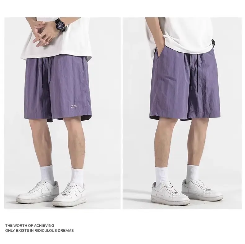 Men's Crumpled Shorts Summer Wear Brown — feature 8
