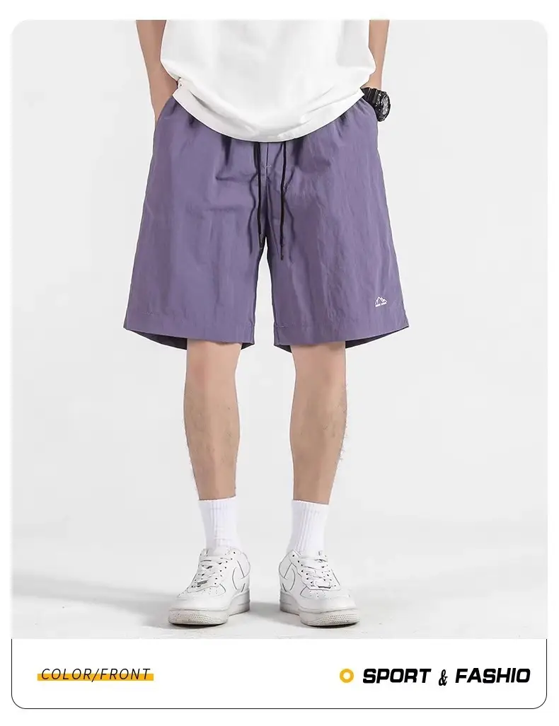 Men's Crumpled Shorts Summer Wear Brown — feature 9