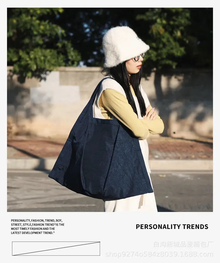 Women Washed Fabric Large Shoulder Bag Blue 2026 — feature 2