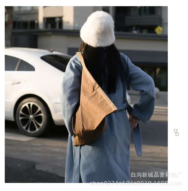 Women Washed Fabric Large Shoulder Bag Blue 2026 — feature 21