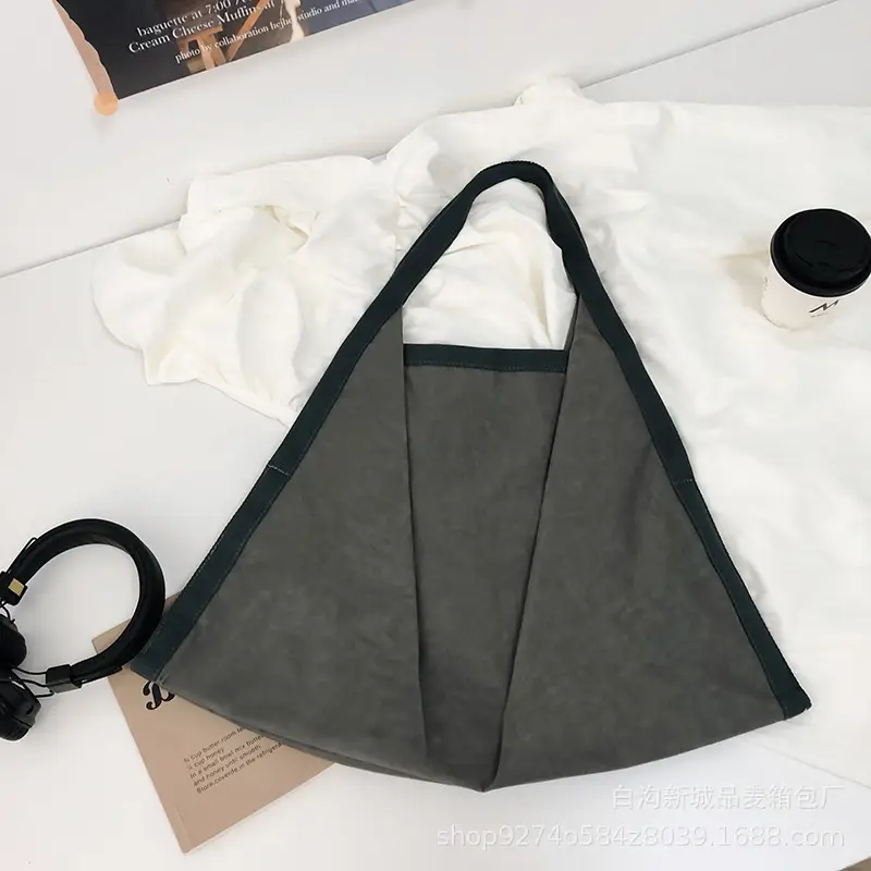 Women Washed Fabric Large Shoulder Bag Blue 2026 - Image 3